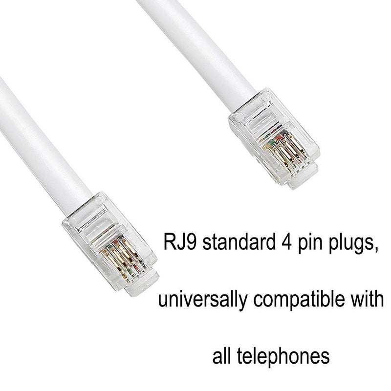 Comtrue Telephone Cord, Phone Cord,Handset Cord, White, 2 Pack, Universally Compatible - Image 2